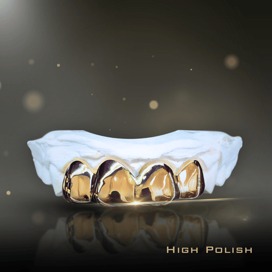 4 Teeth Gold Grillz - 4 Tops or Bottoms (High Polish)