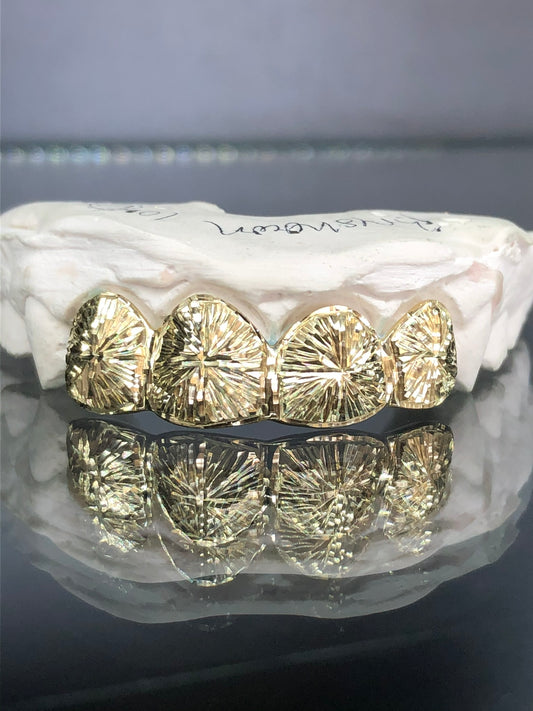 4 Teeth Gold Grillz - 4 Tops or Bottoms (Starburst)