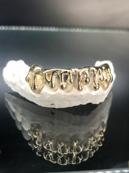 6 Teeth Gold Grillz - 6 Bottoms (Open Face Drip)