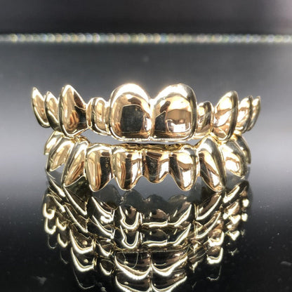 20 Teeth Gold Grillz - 10 Tops/Bottoms (High Polish or Satin Finish)