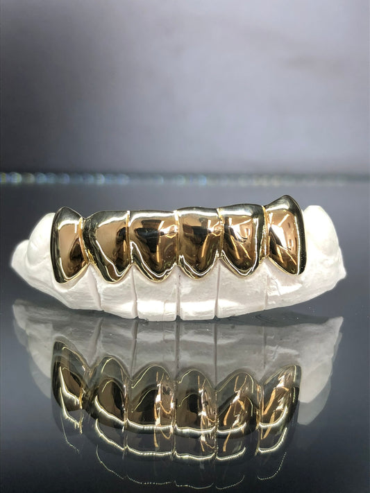 6 Teeth Gold Grillz - 6 Tops or Bottoms (Deep Cuts)