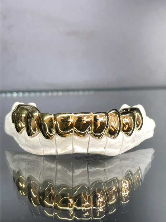 10 Teeth Gold Grillz - Full Tops or Bottoms (Deep Cuts)