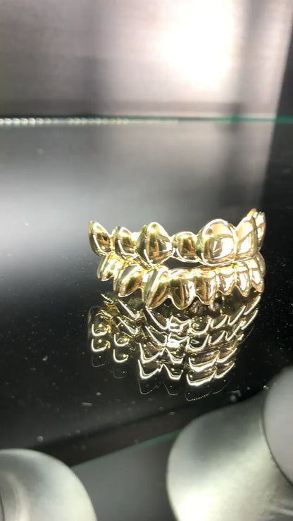 20 Teeth Gold Grillz - 10 Tops/Bottoms (High Polish or Satin Finish)
