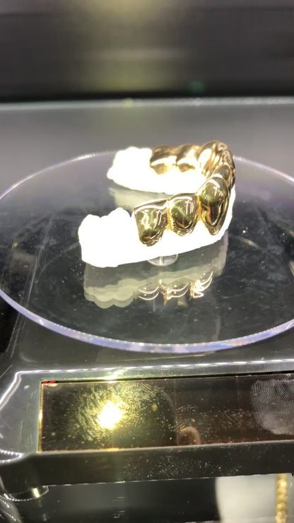10 Teeth Gold Grillz - 10 Tops or Bottoms (High Polish w/ Deep Cuts)